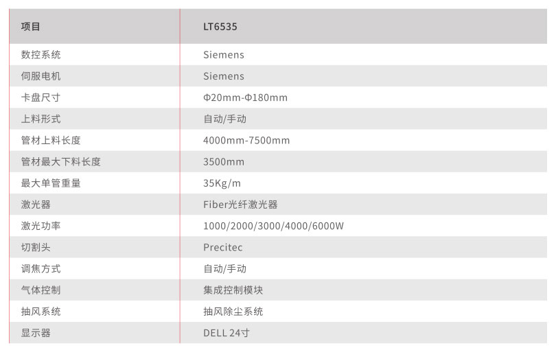 LT6535全自動數(shù)控激光切管機技術參數(shù)